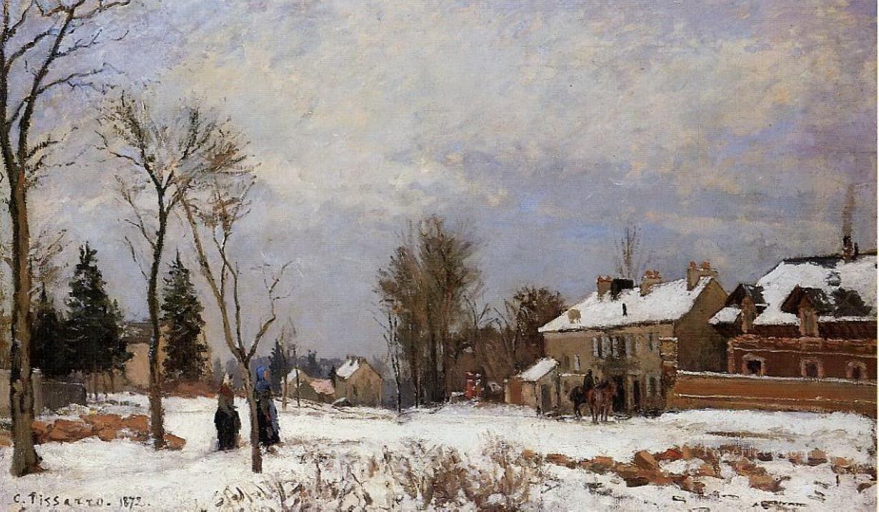 the road from versailles to saint germain louveciennes snow effect 1872 Camille Pissarro Oil Paintings